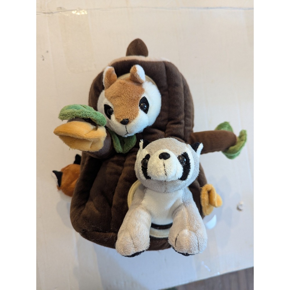 Forest Friends Tree House Plush Animal Set Chipmunk Fox Raccoon Bear Tree‎
